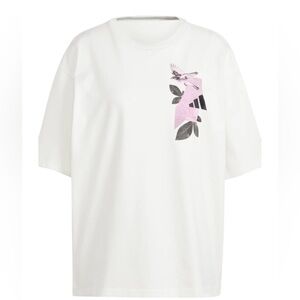 NEW!!Adidas White Tee with Pink and Black Design